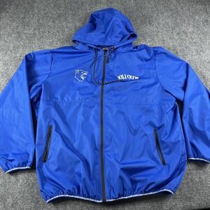 Kill Crew Jacket Mens 5XL Blue Hooded Windbreaker Full Zip Mesh Lined StreetWear
